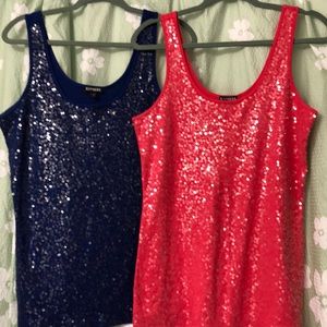 (2) Express embellished tank tops
